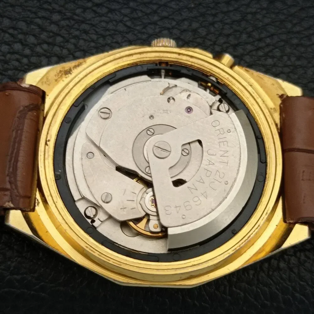 Vintage 1978 Orient Automatic Mens Gold Watch W/daydate & Gold Accents